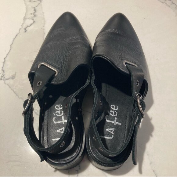 LA FEE Sz 39 Leather Slingback Mules with Buckle Closure NWOT - Picture 6 of 12